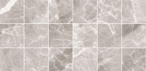 Porcelain Mosaic Nambia (Square) Grey Satin Matte Backsplash Tile 2"x2"